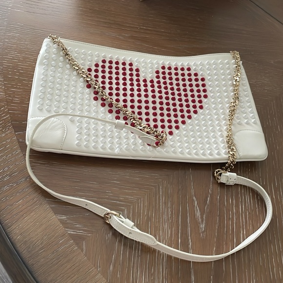 EUC Christian Louboutin LoubiPosh Valentines Spiked Clutch w/ chain,dust bag,box - Picture 8 of 17